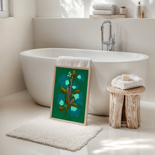 Green Abstract Flower / Floral Art Print