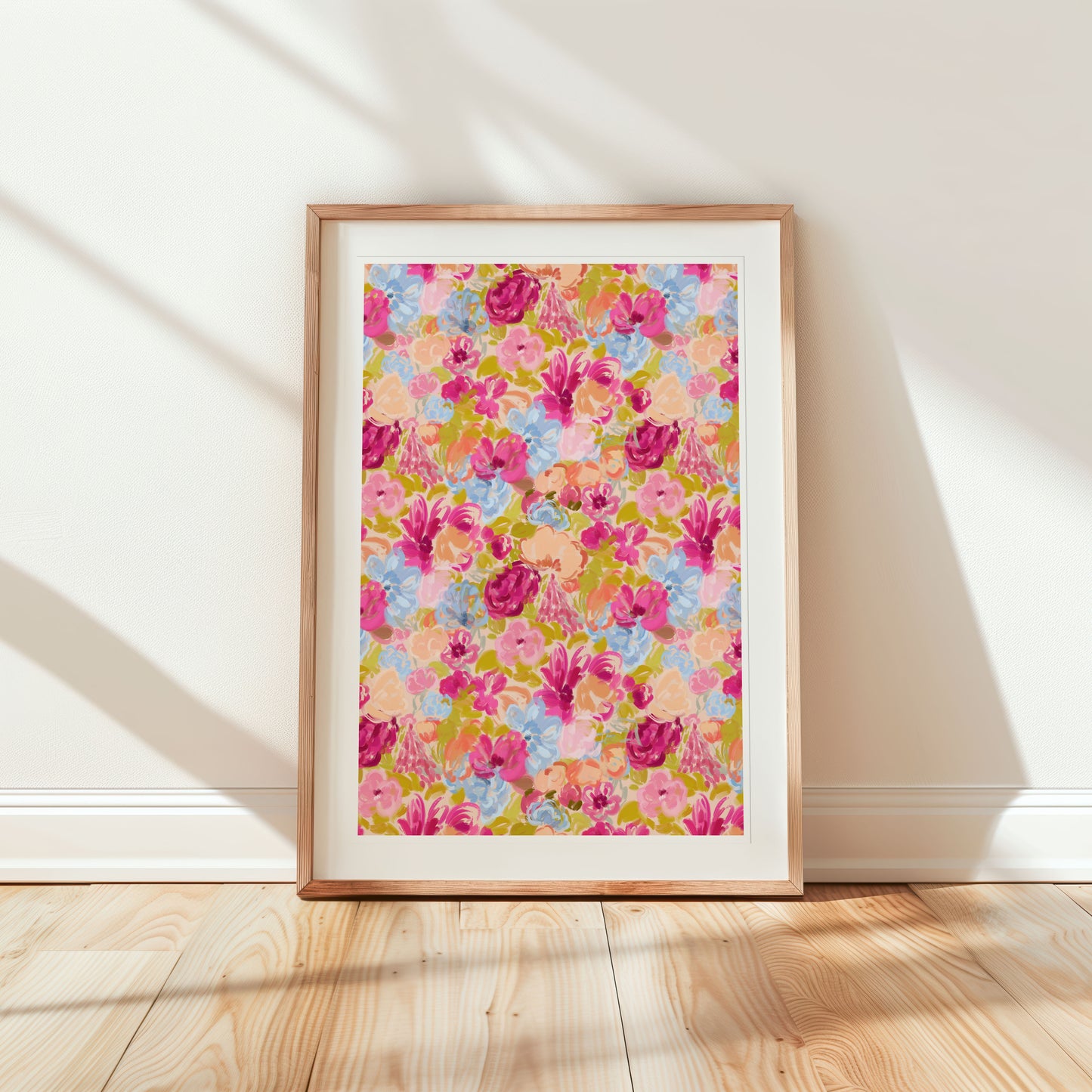 Vibrant Sketched Flowers / Floral Art Print