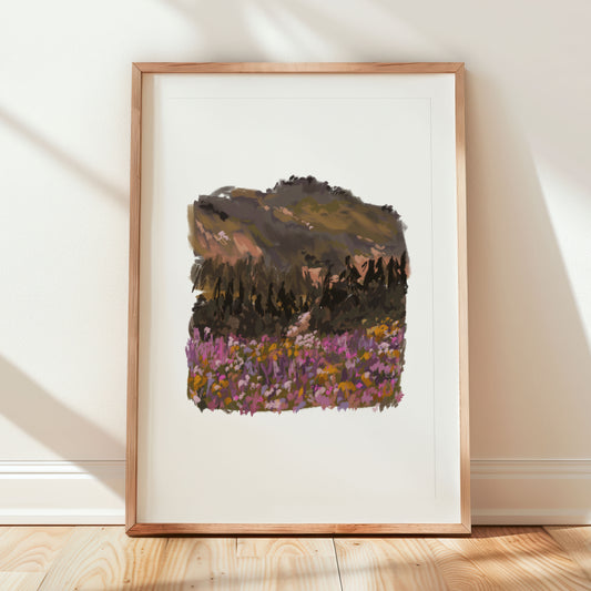 Wildflowers and woodland edge digital painting