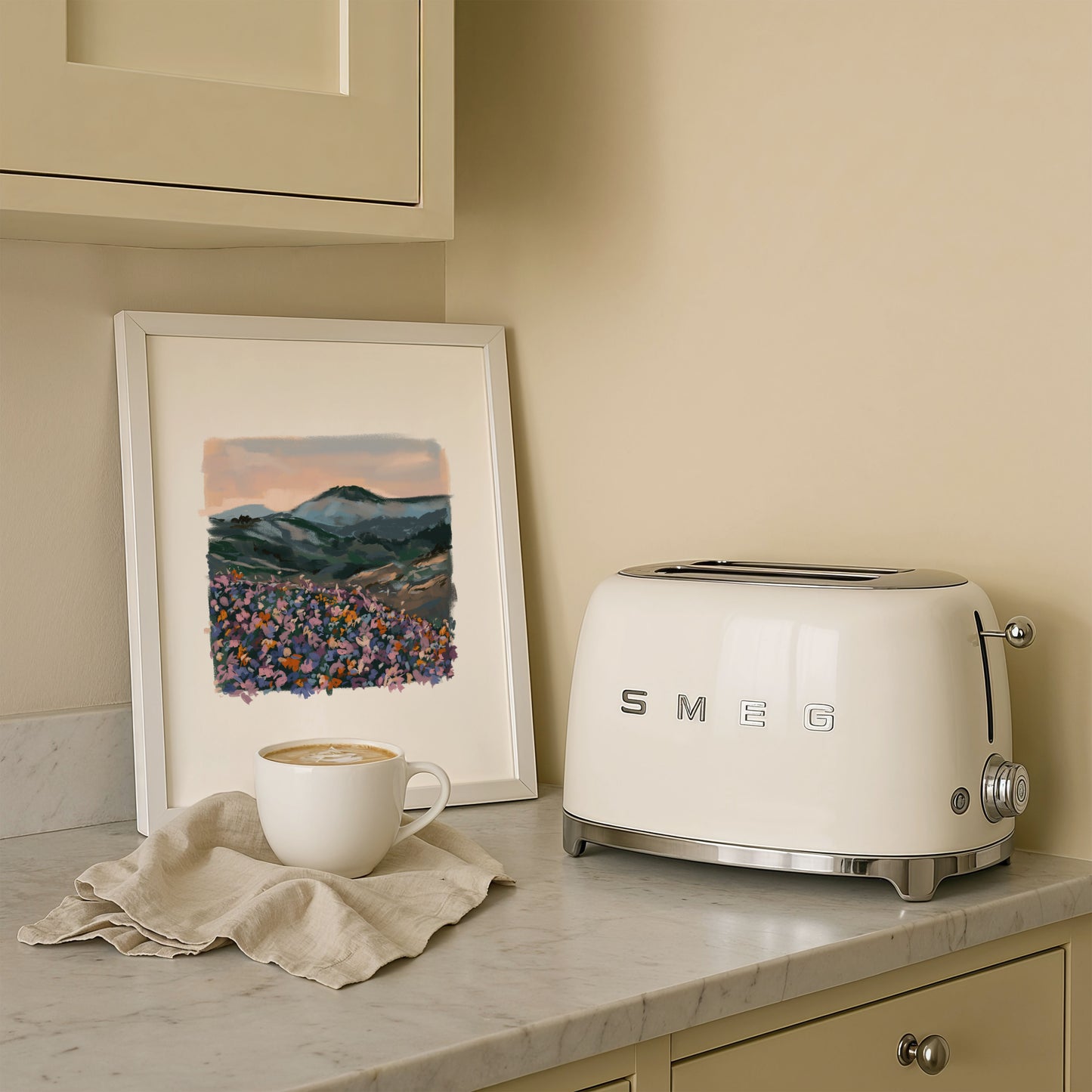 Nature wall art featuring hills and sunset tones