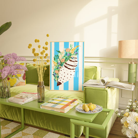 Shell & Wildflowers 4 / Coastal Art Print