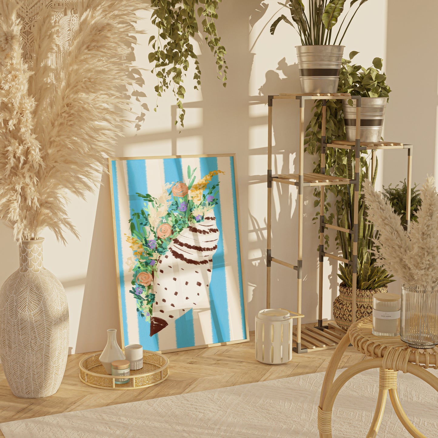 Shell & Wildflowers 4 / Coastal Art Print