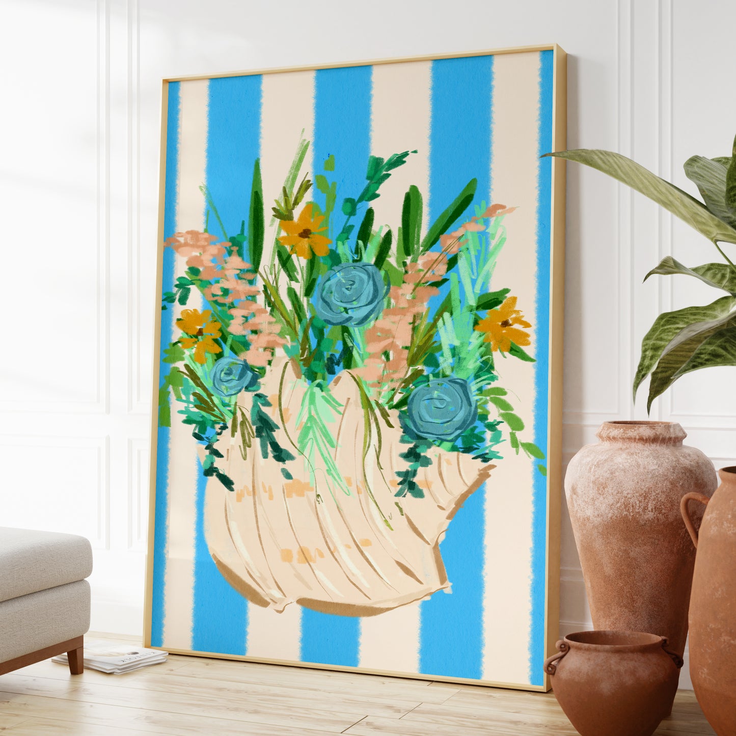 Shell & Wildflowers 2 / Coastal Art Print
