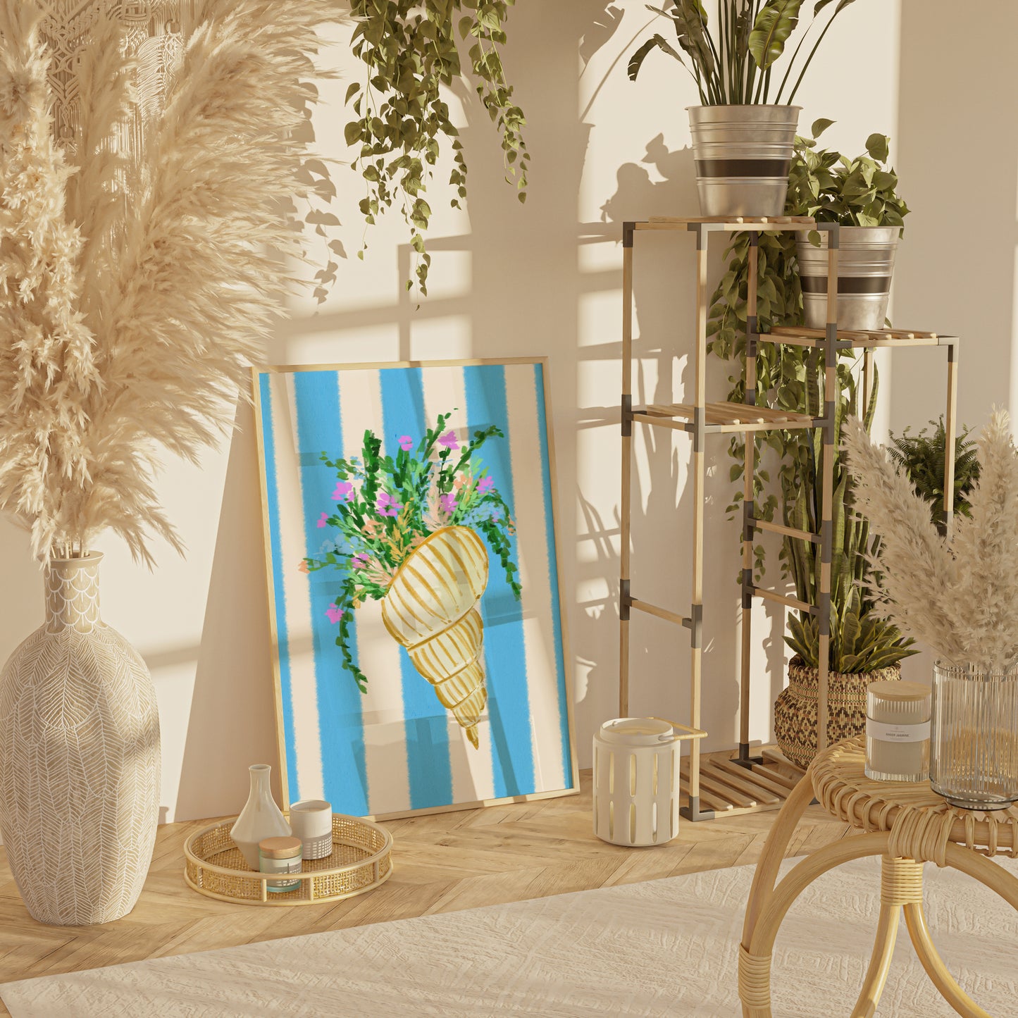 Shell & Wildflowers 5 / Coastal Art Print