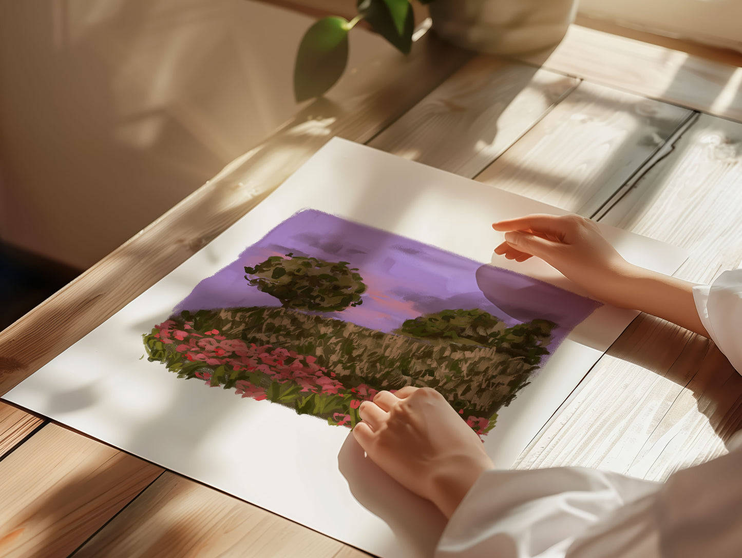 Nature-inspired artwork with dramatic sky