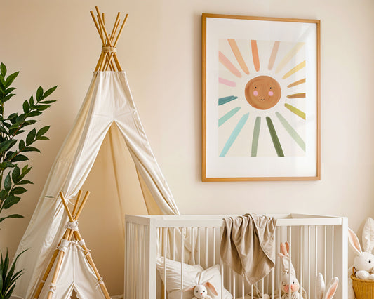 Rainbow Sun / Kids Art Print