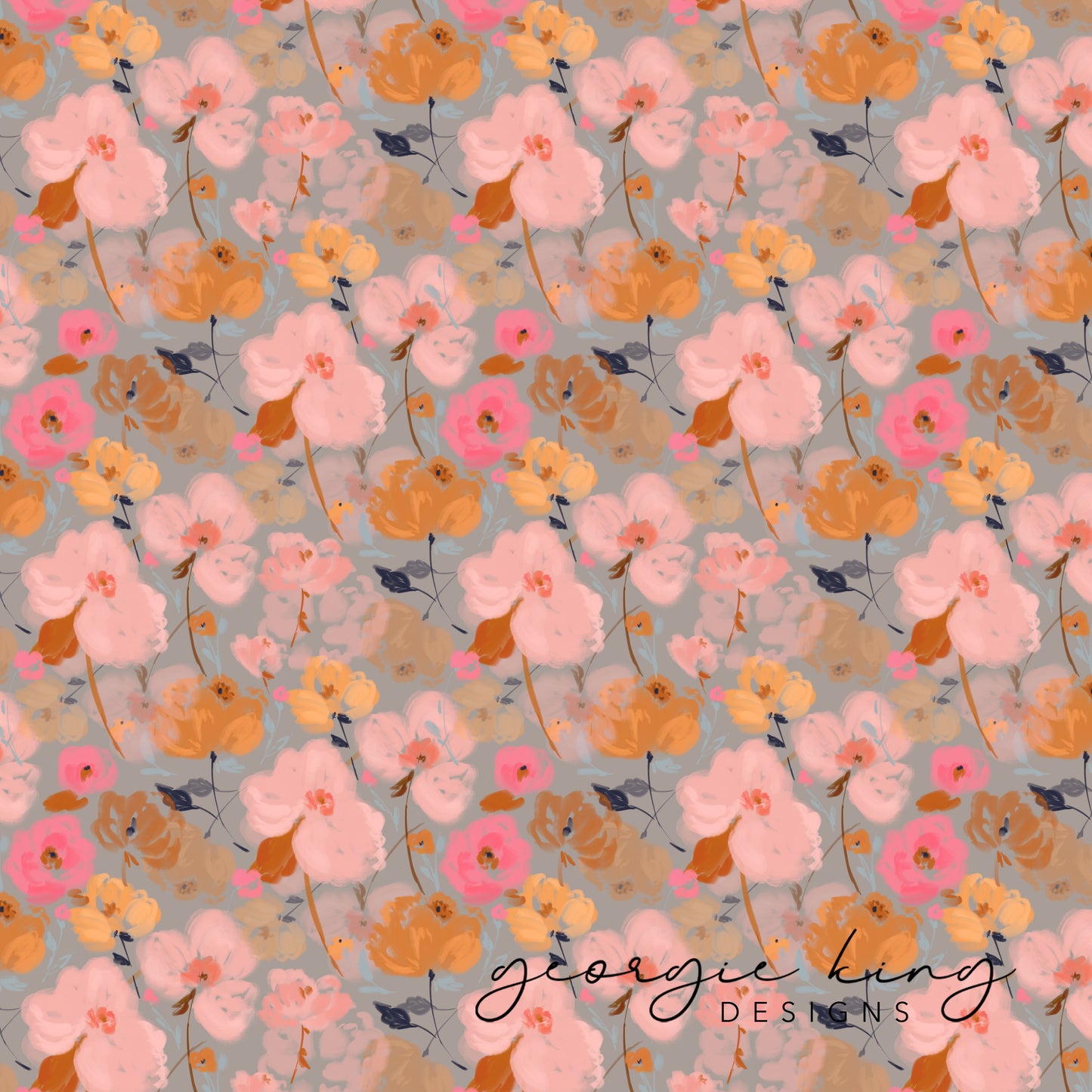 Grey boho floral repeating pattern tile