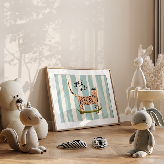 Skater Dude in Blue / Kids Art Print