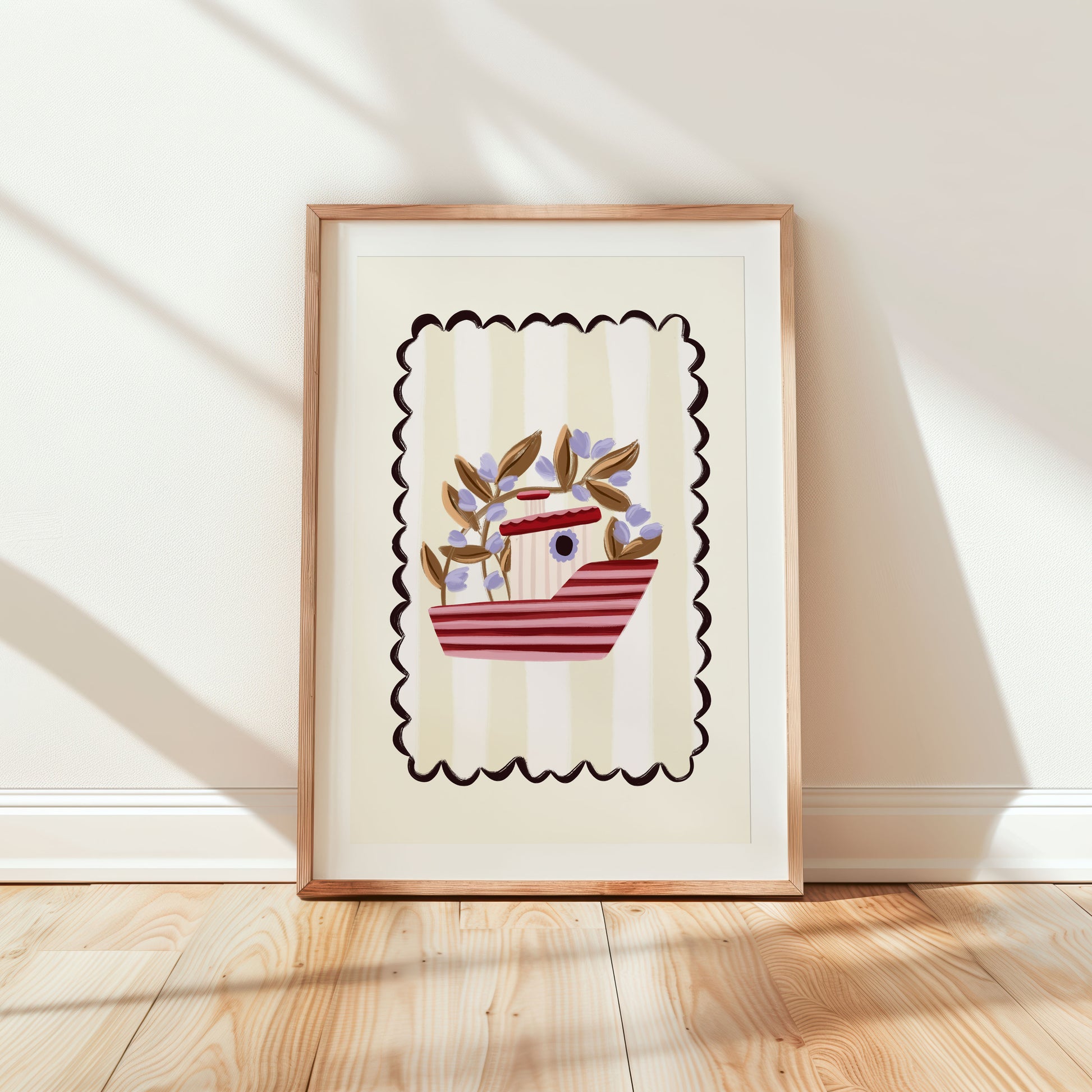 Kids fishing boat wall art print
