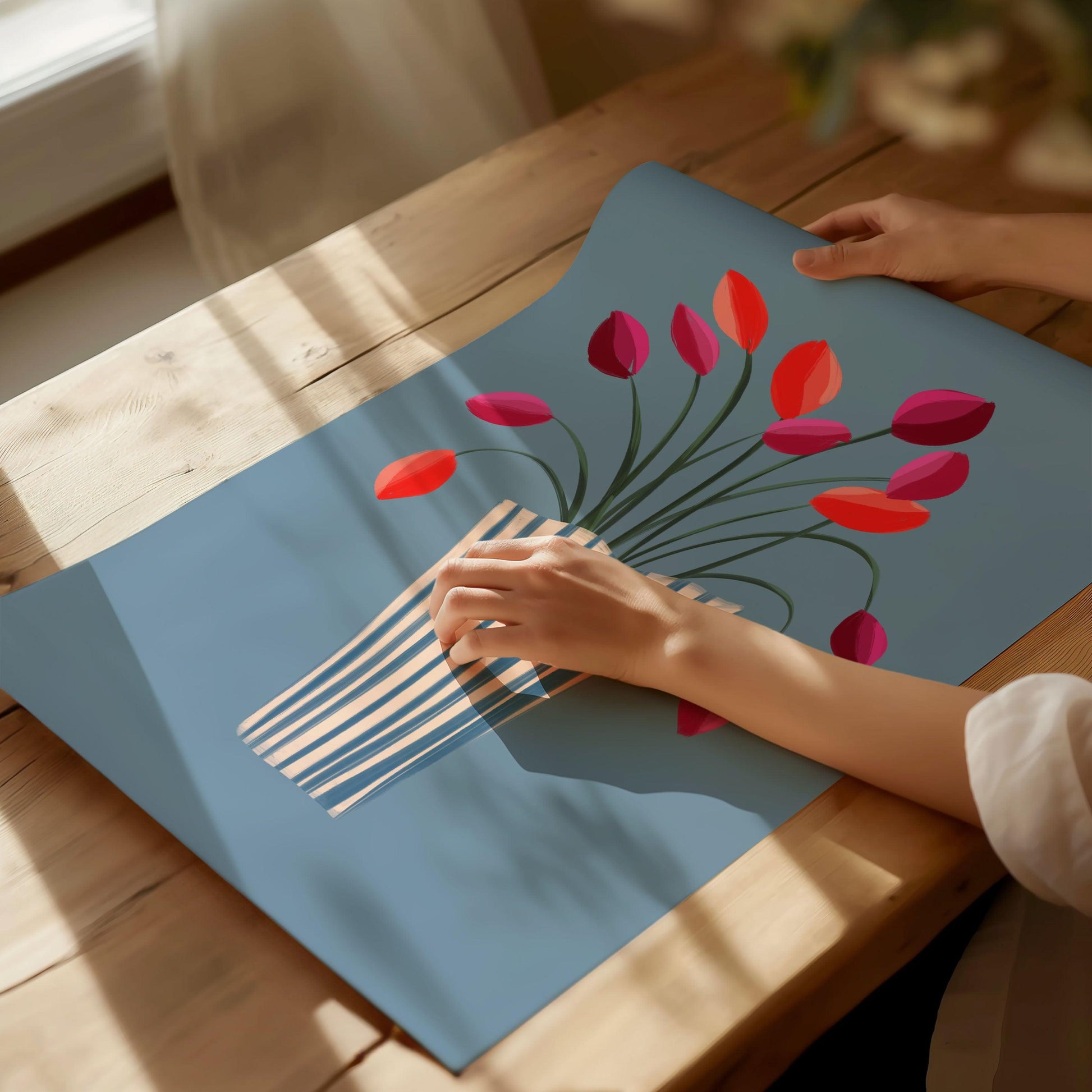 Abstract tulips painted art print