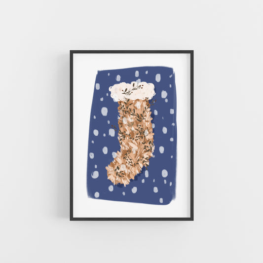 Fluffy Stocking / Winter Art Print
