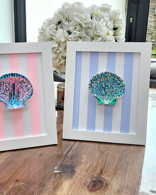 Hand Painted Shell - Blue Stripe