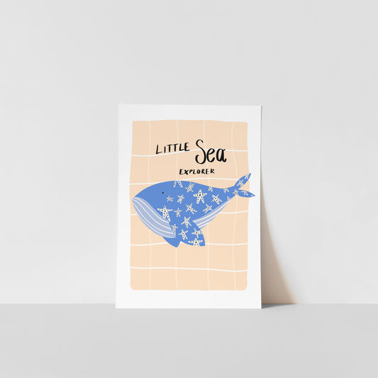 Little Sea Explorer in Blue / Kids Art Print