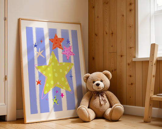 Colourful Stars / Kids Art Print