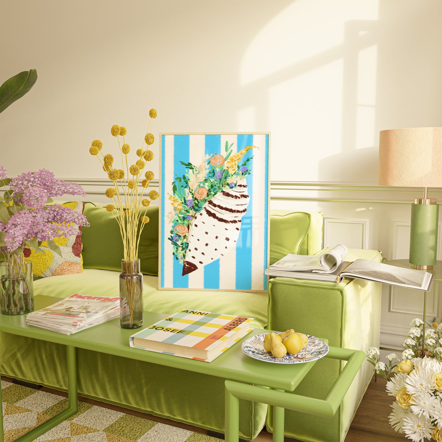 Shell & Wildflowers 4 / Coastal Art Print