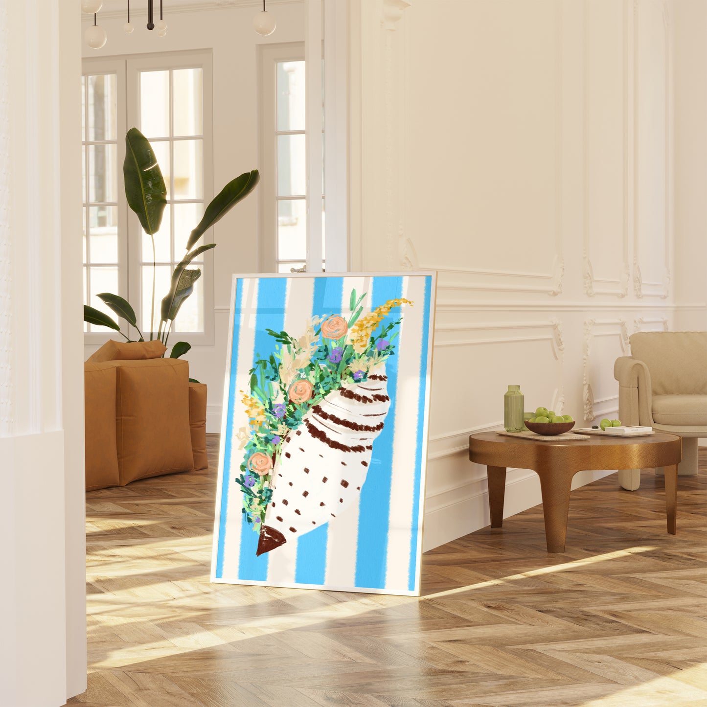 Shell & Wildflowers 4 / Coastal Art Print
