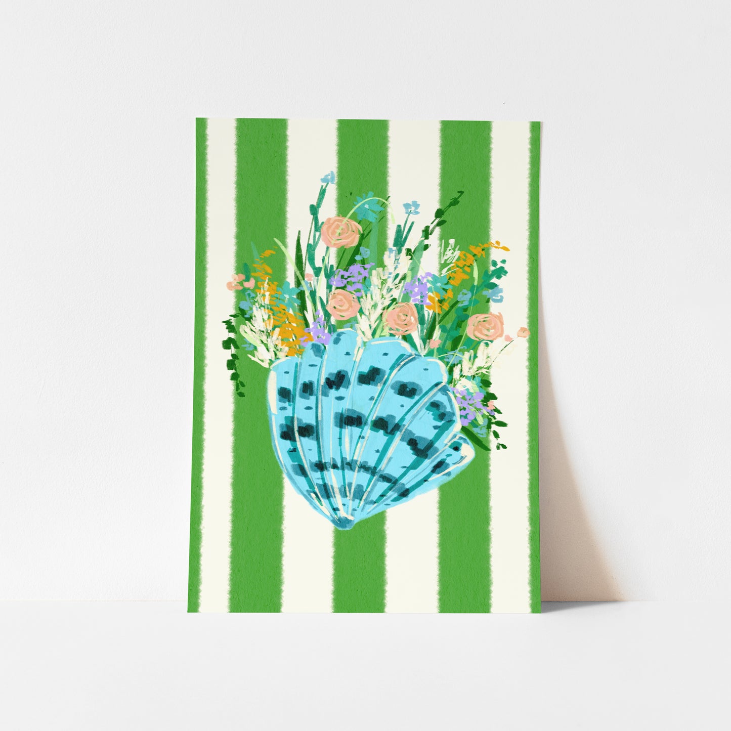 Shell & Wildflowers 3 / Coastal Art Print