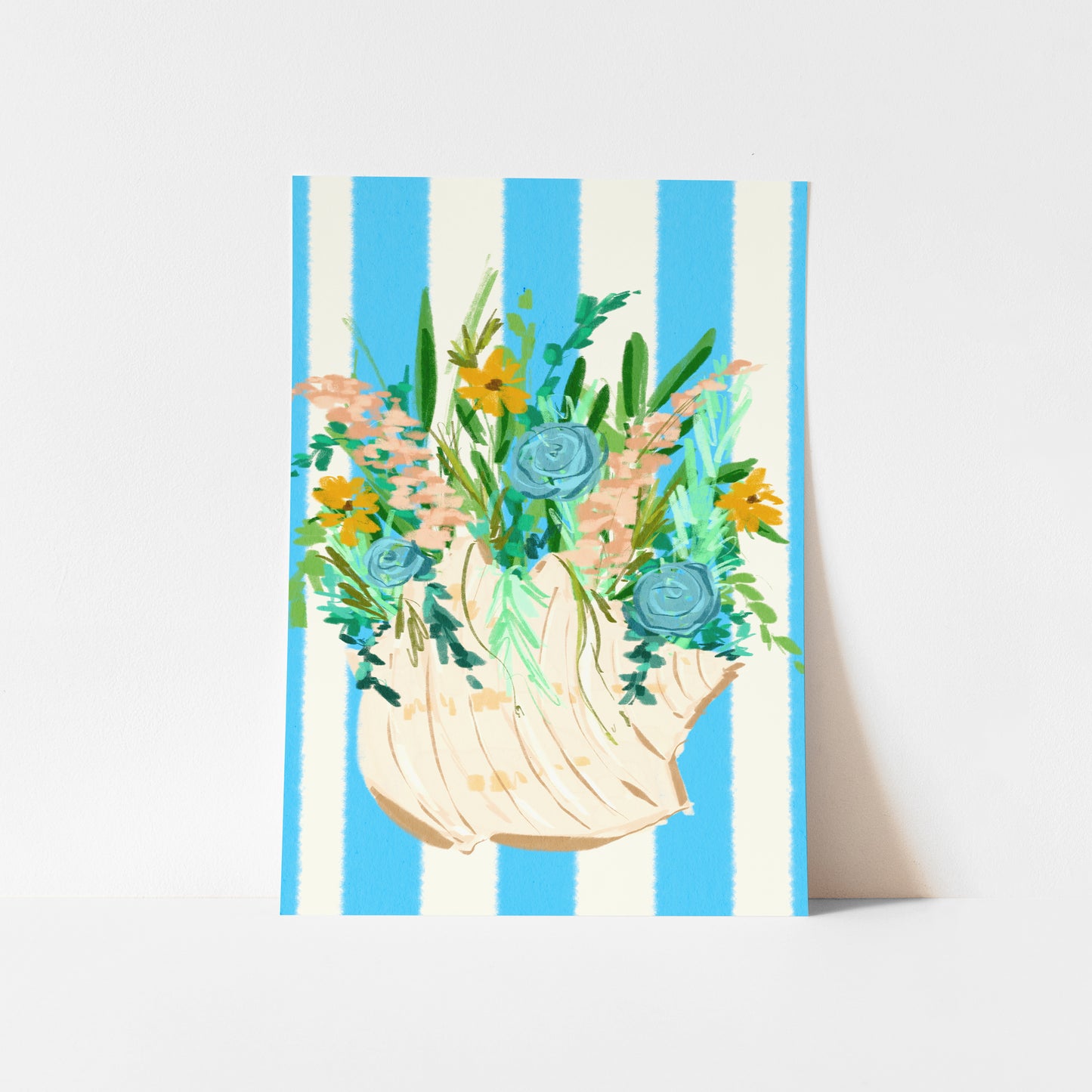 Shell & Wildflowers 2 / Coastal Art Print