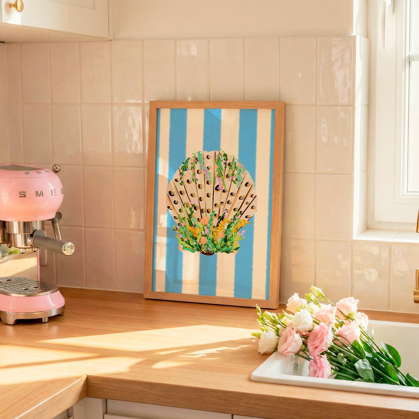 Shell & Wildflowers 1 / Coastal Art Print