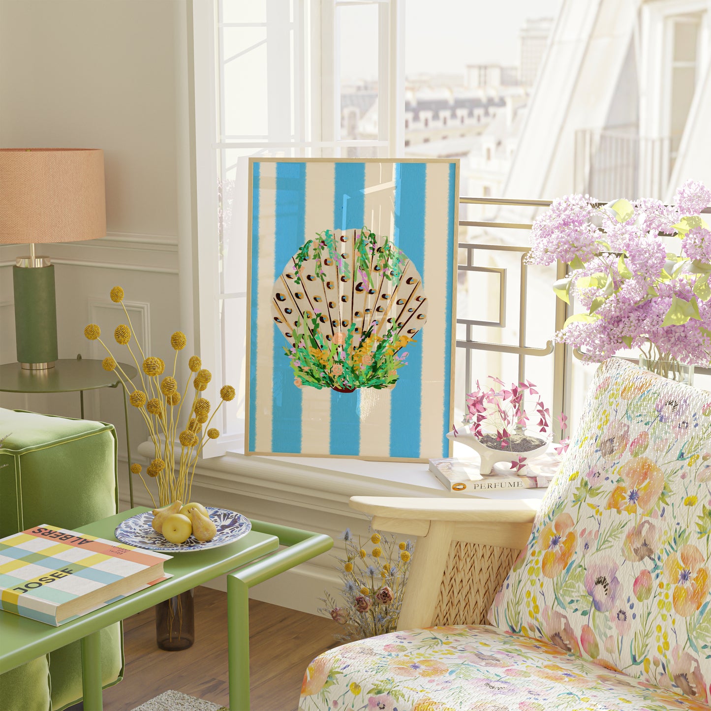 Shell & Wildflowers 1 / Coastal Art Print
