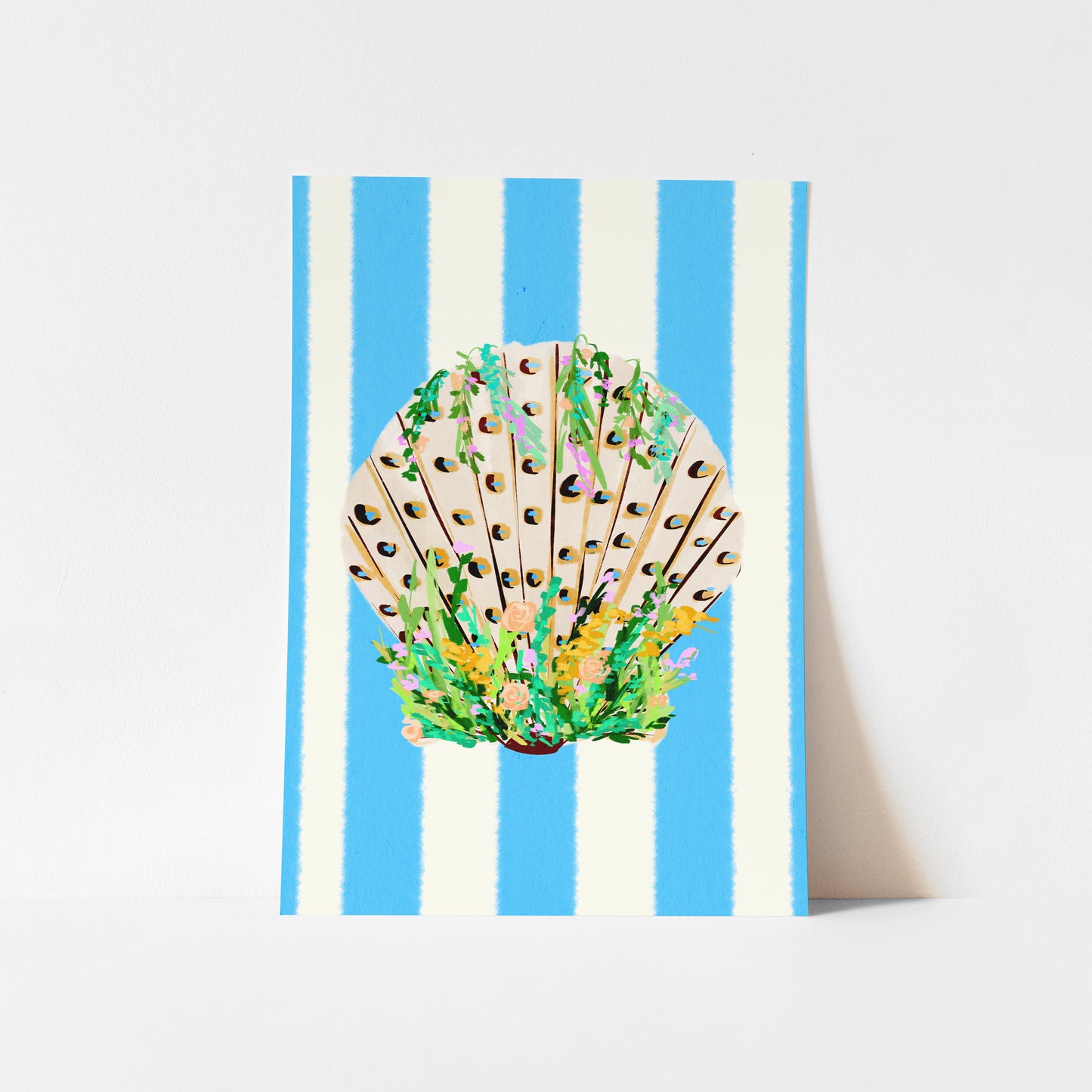 Shell & Wildflowers 1 / Coastal Art Print