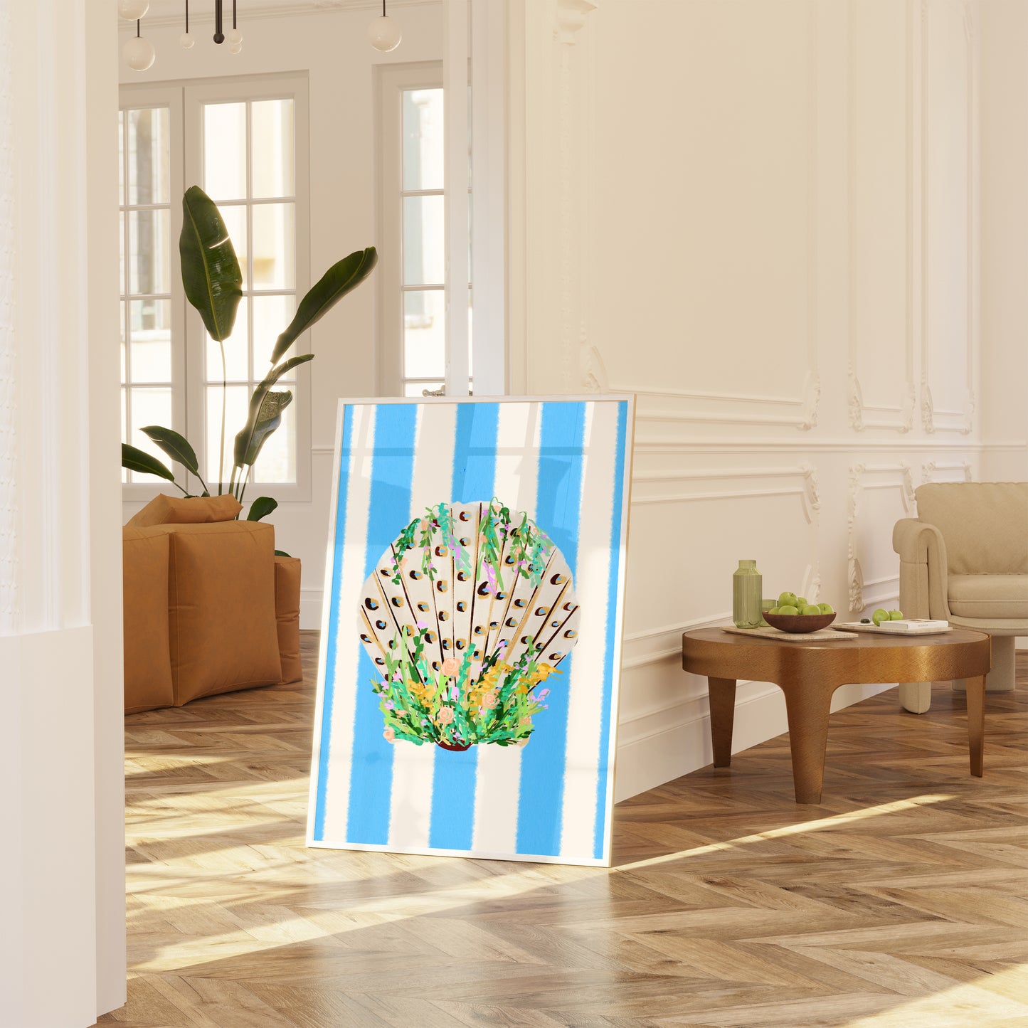 Shell & Wildflowers 1 / Coastal Art Print