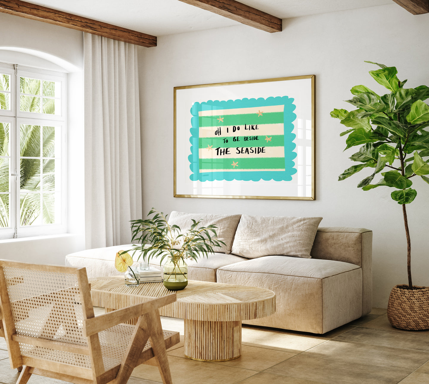 Beside the Seaside Quote / Coastal Art Print