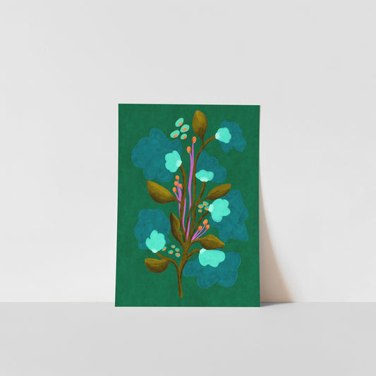 Green Abstract Flower / Floral Art Print