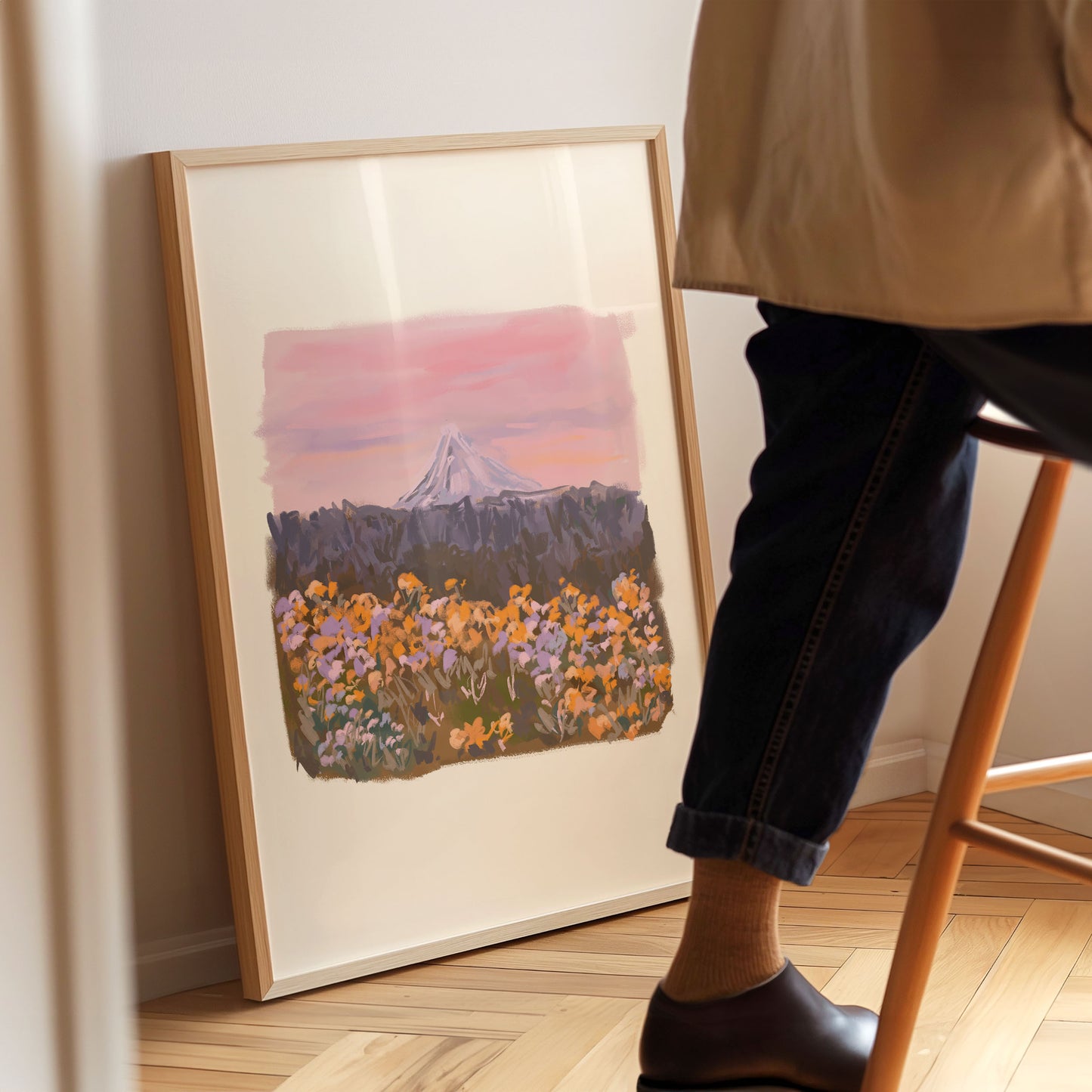 Golden hour inspired nature print