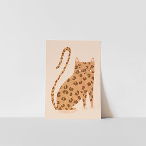 Poster with a leopard design on a beige background