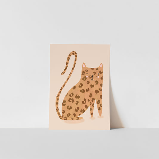 Poster with a leopard design on a beige background