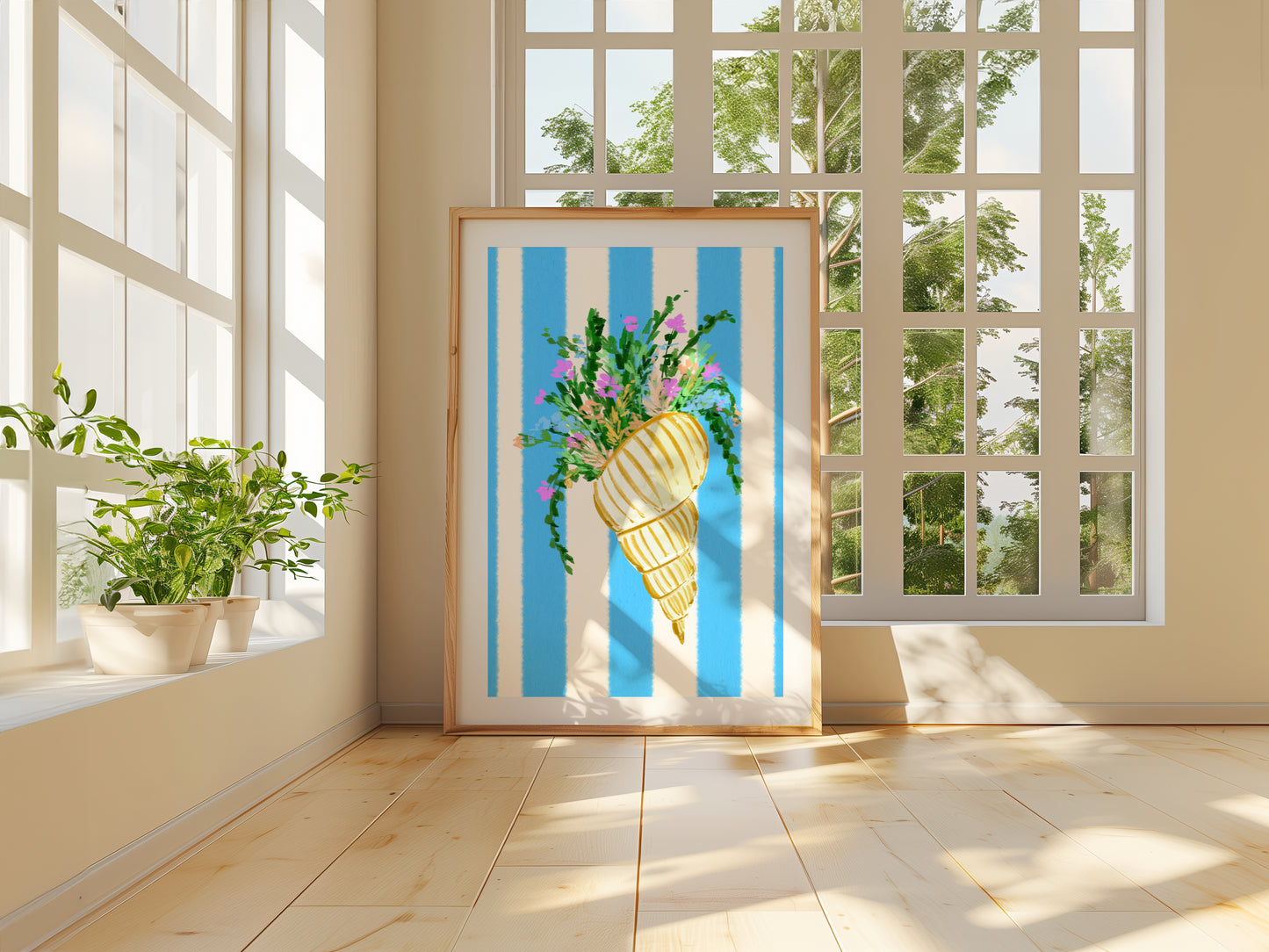 Shell & Wildflowers 5 / Coastal Art Print