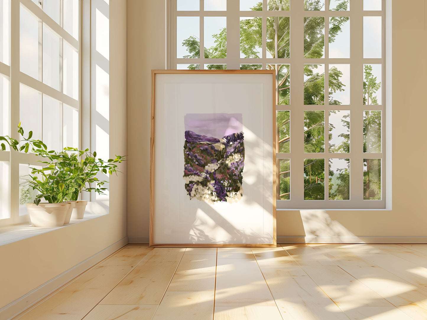 Wildflower field art for lounge or hallway decor