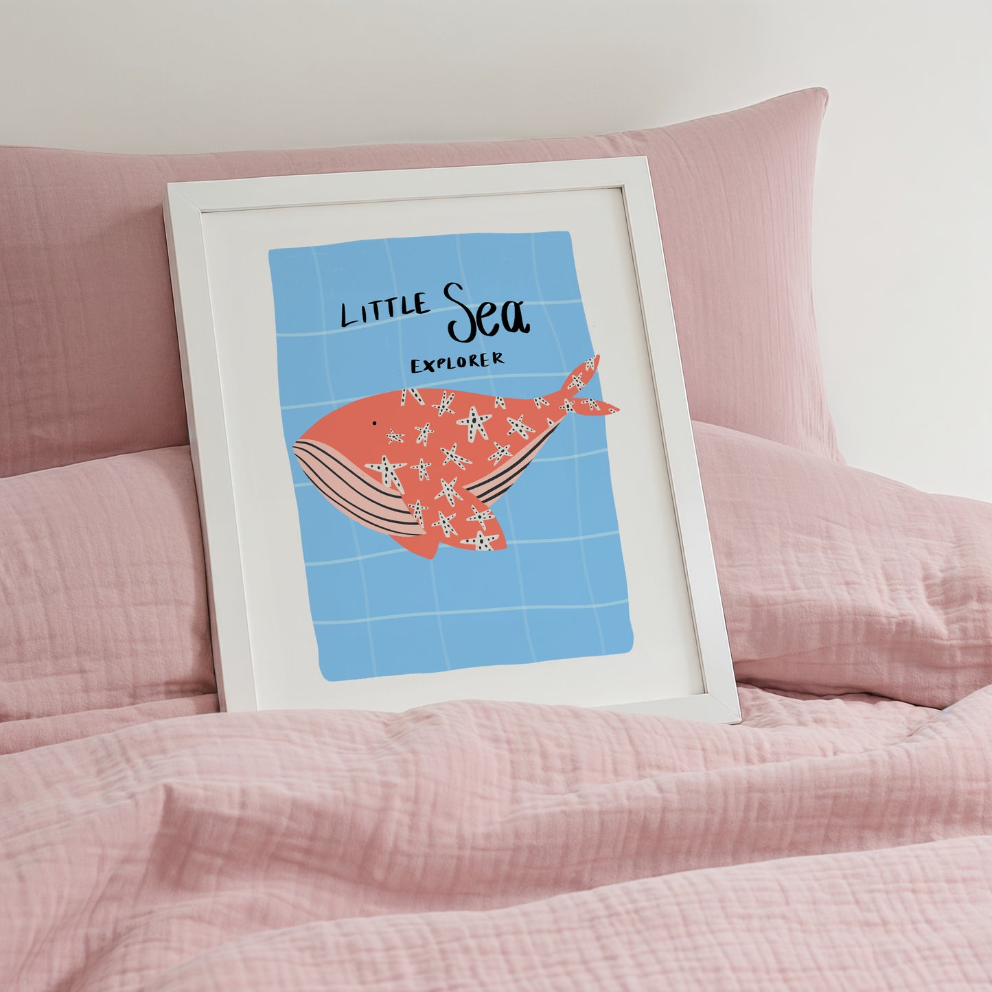 Little Sea Explorer in Orange / Kids Art Print