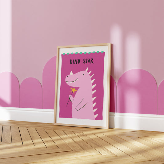 Pink Dino / Kids Art Print