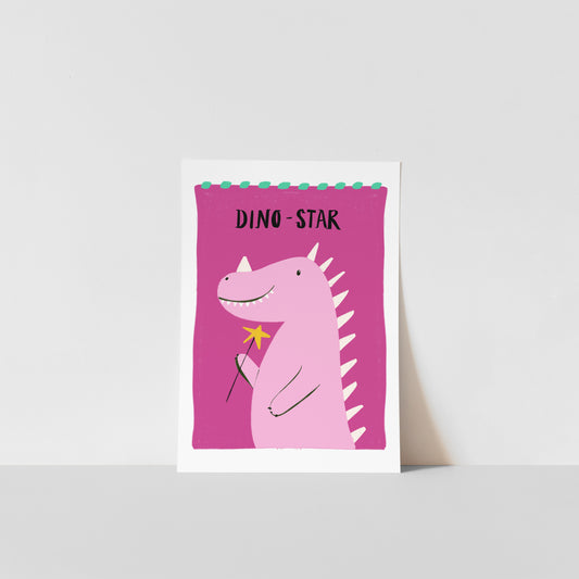 Pink Dino / Kids Art Print