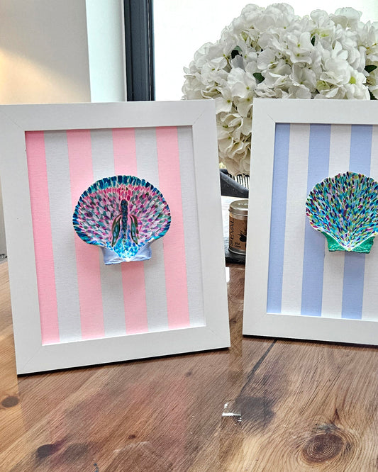 Hand Painted Shell - Pink Stripe