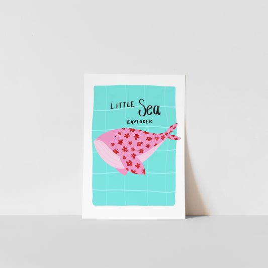 Little Sea Explorer in Pink / Kids Art Print