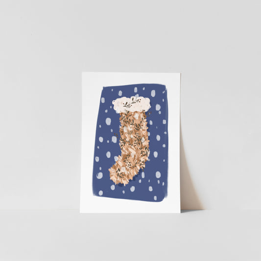 Fluffy Stocking / Winter Art Print