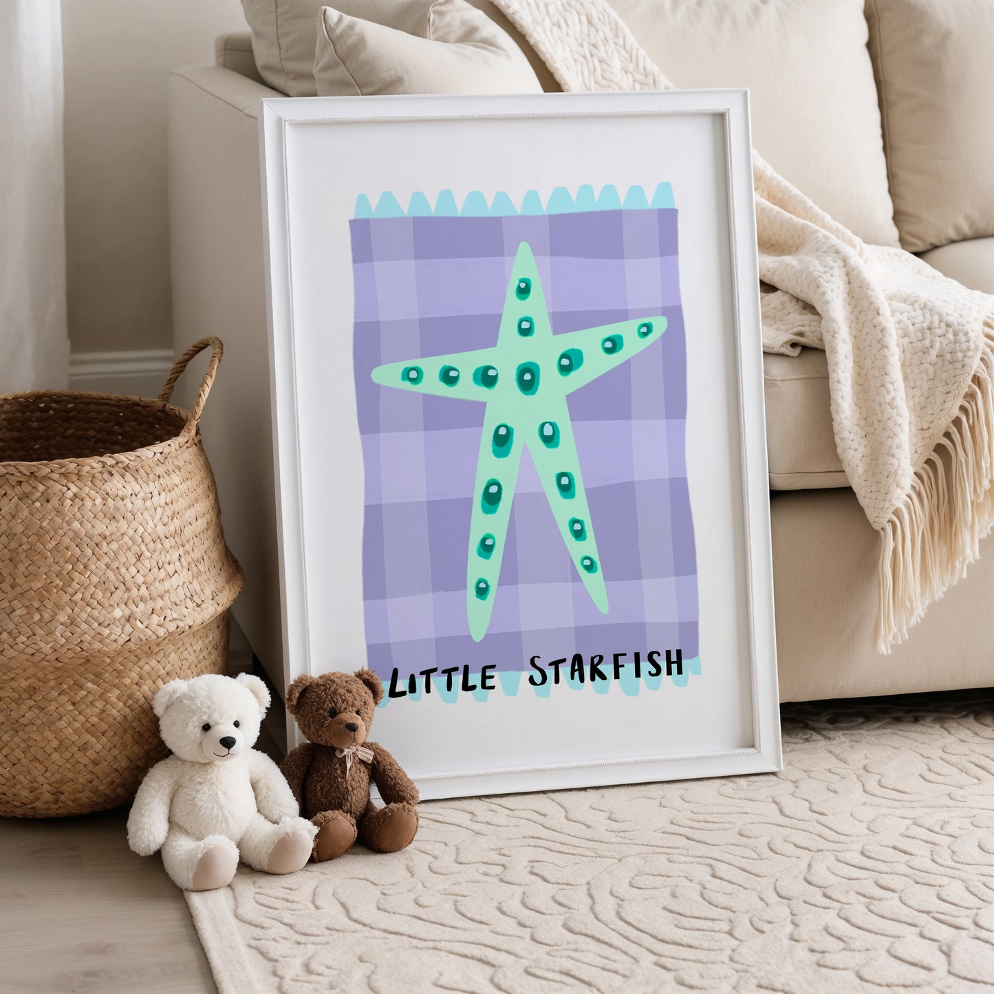 Little Starfish in Purple / Kids Art Print