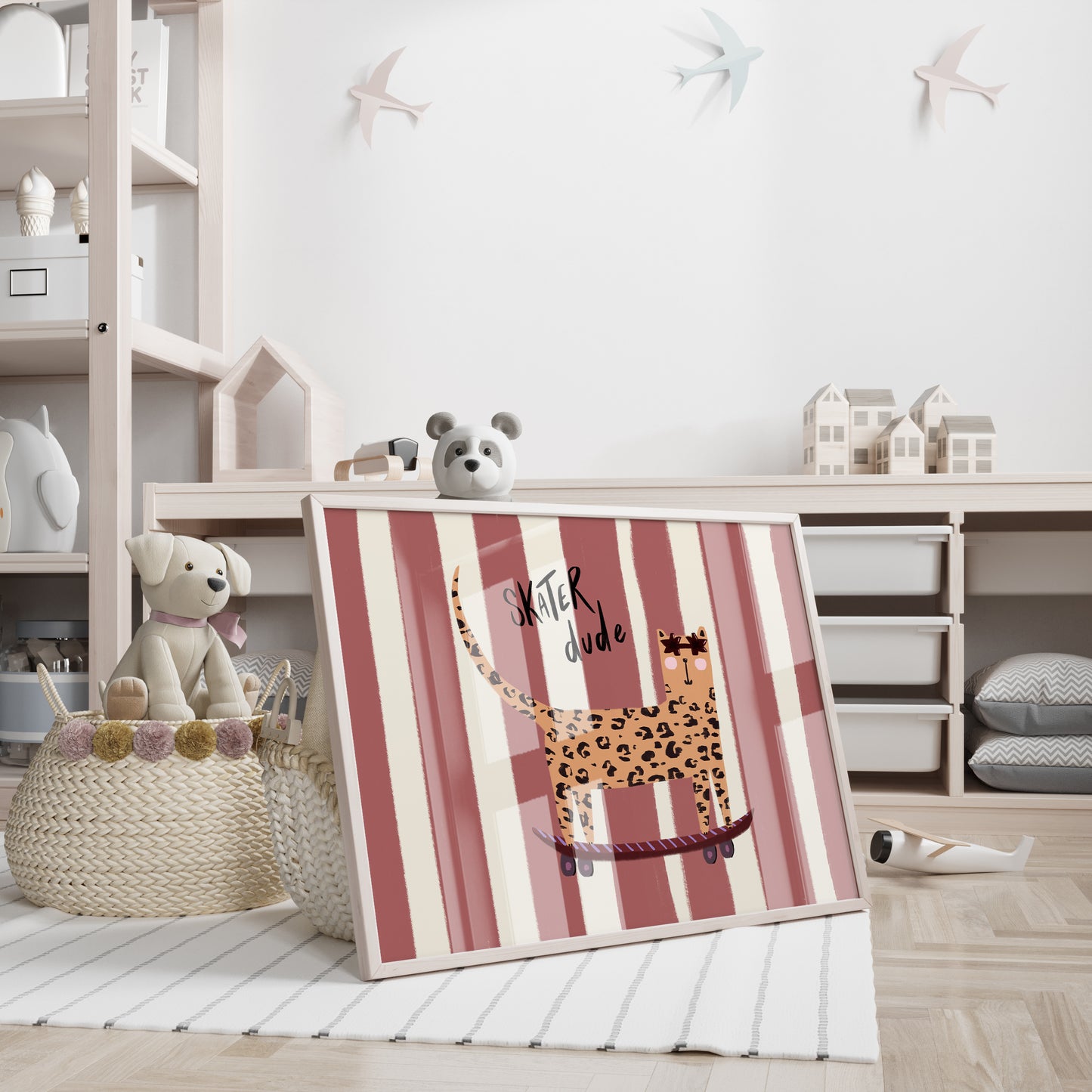 Skater Dude in Red / Kids Art Print