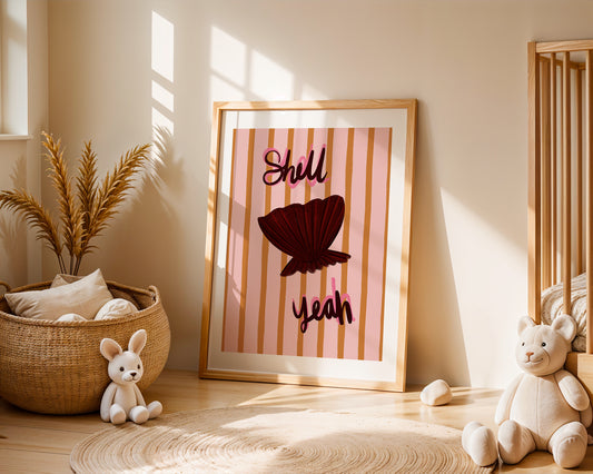 Seashell 3 "Shell Yeah" / Kids Art Print