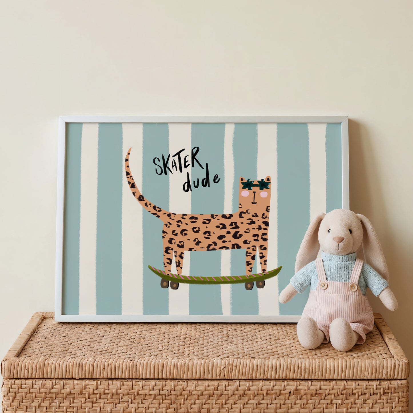 Skater Dude in Blue / Kids Art Print