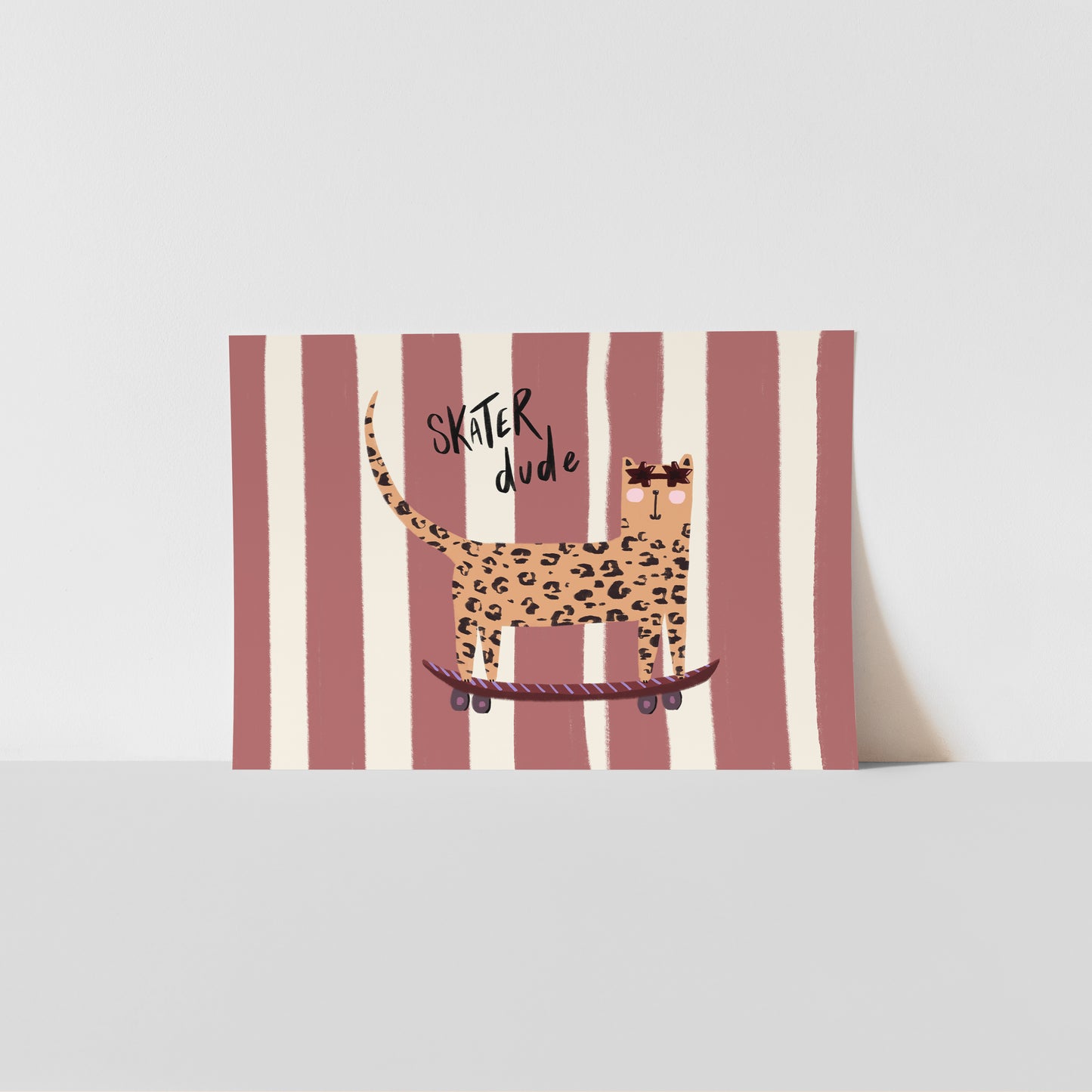 Skater Dude in Red / Kids Art Print