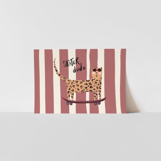 Skater Dude in Red / Kids Art Print