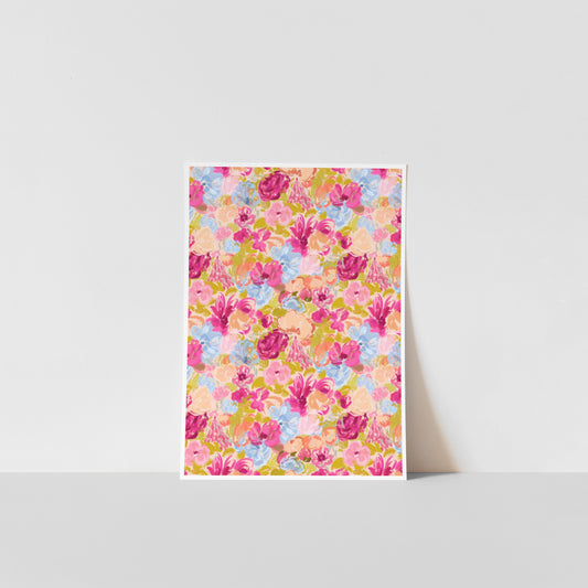 Vibrant Sketched Flowers / Floral Art Print